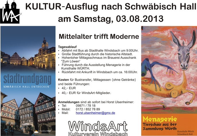 WindsArt: Kulturfahrt nach Schwäbisch Hall